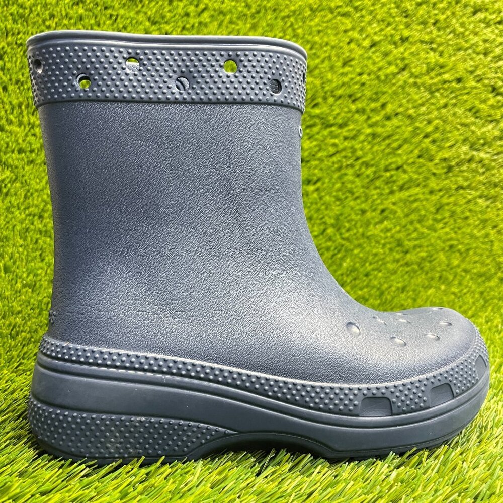 Crocs Classic Boot Girls Size 3Y Navy Blue Outdoor Waterproof Pull On Rain Boots